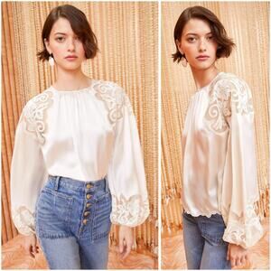 Ulla Johnson Mathilde Ivory Lace Blouse  0 / XS